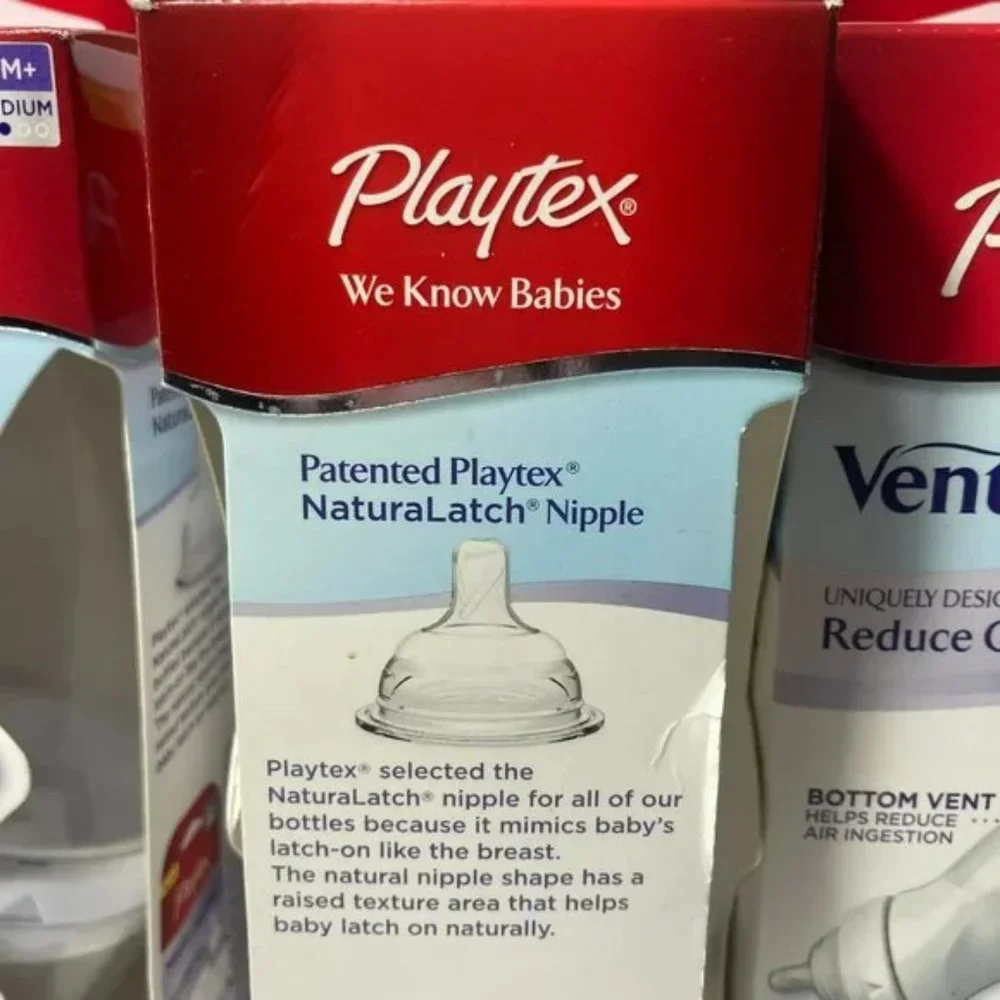 Playtex VentAire Bottom Vent Angled Baby Bottle 9oz NaturaLatch Silicone Nipple